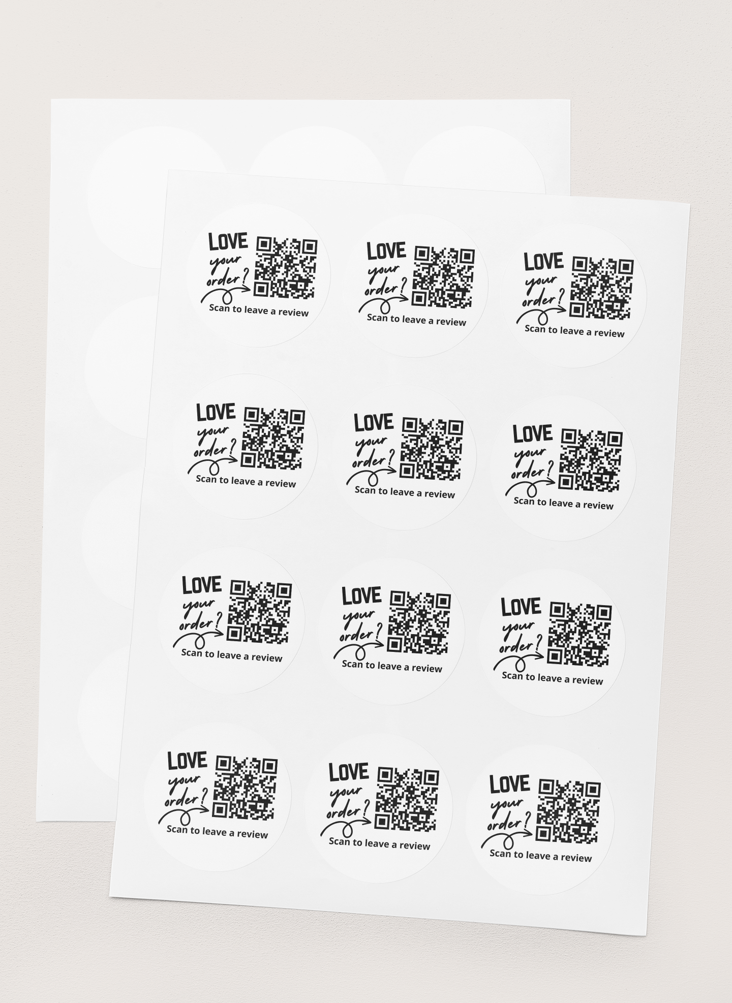 Leave us a review QR code sticker labels