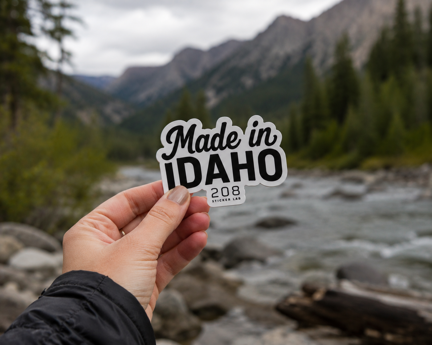 Close-up of custom waterproof die cut vinyl sticker