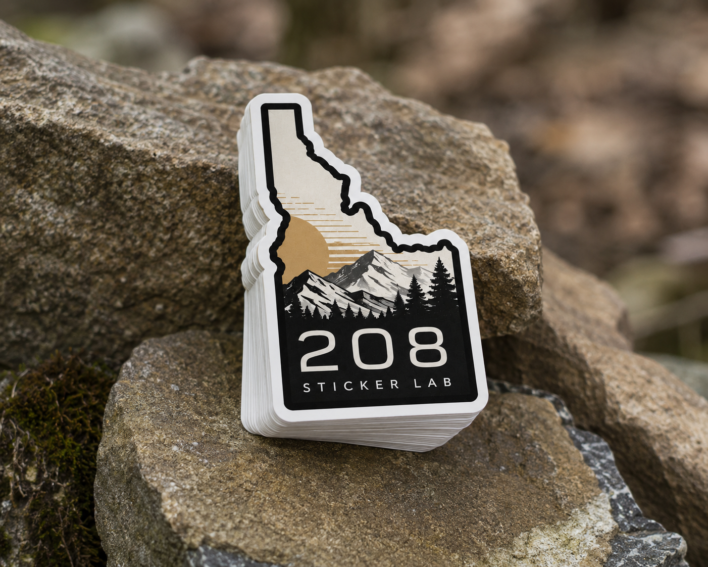 Stack of custom laminated die cut logo stickers