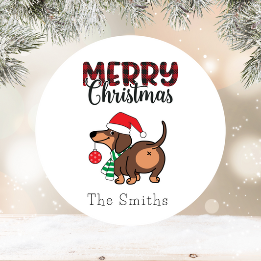 Dachshund Christmas Label