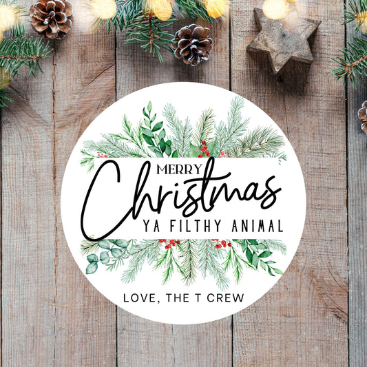 Merry Christmas Ya Filthy Animal Custom Christmas Labels